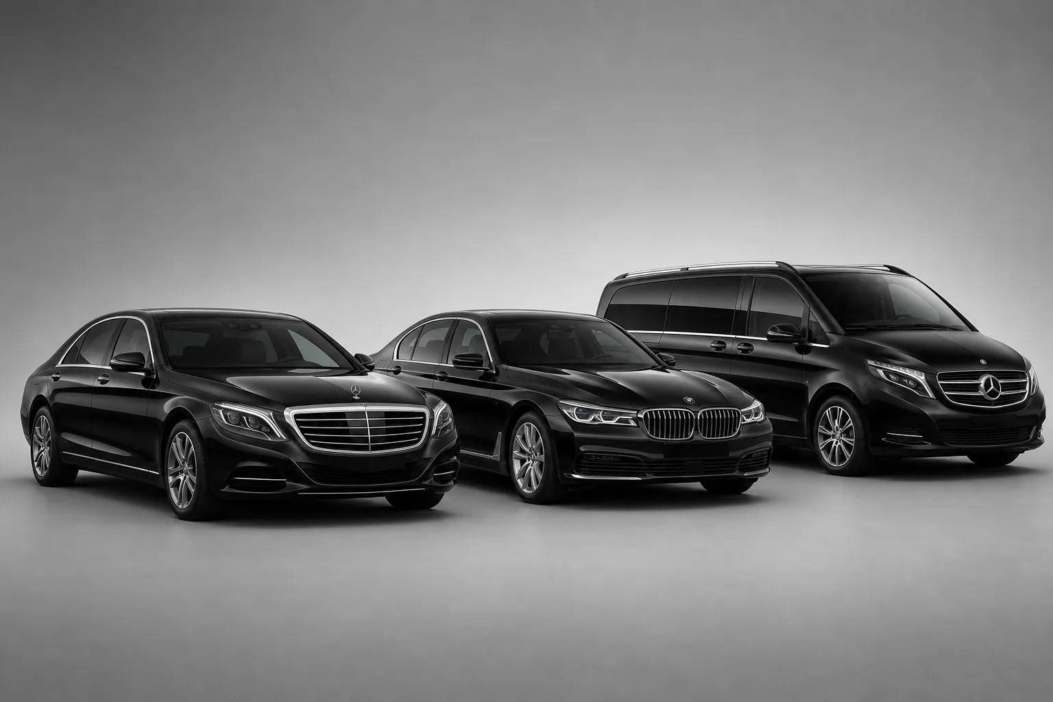 A range of clean, well-maintained chauffeur vehicles suited to different party sizes